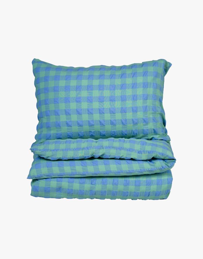 Pussilakanasetti lankavärjättyä kreppipuuvillaa vihreä - 150x210+50x60 cm vihreä - 1