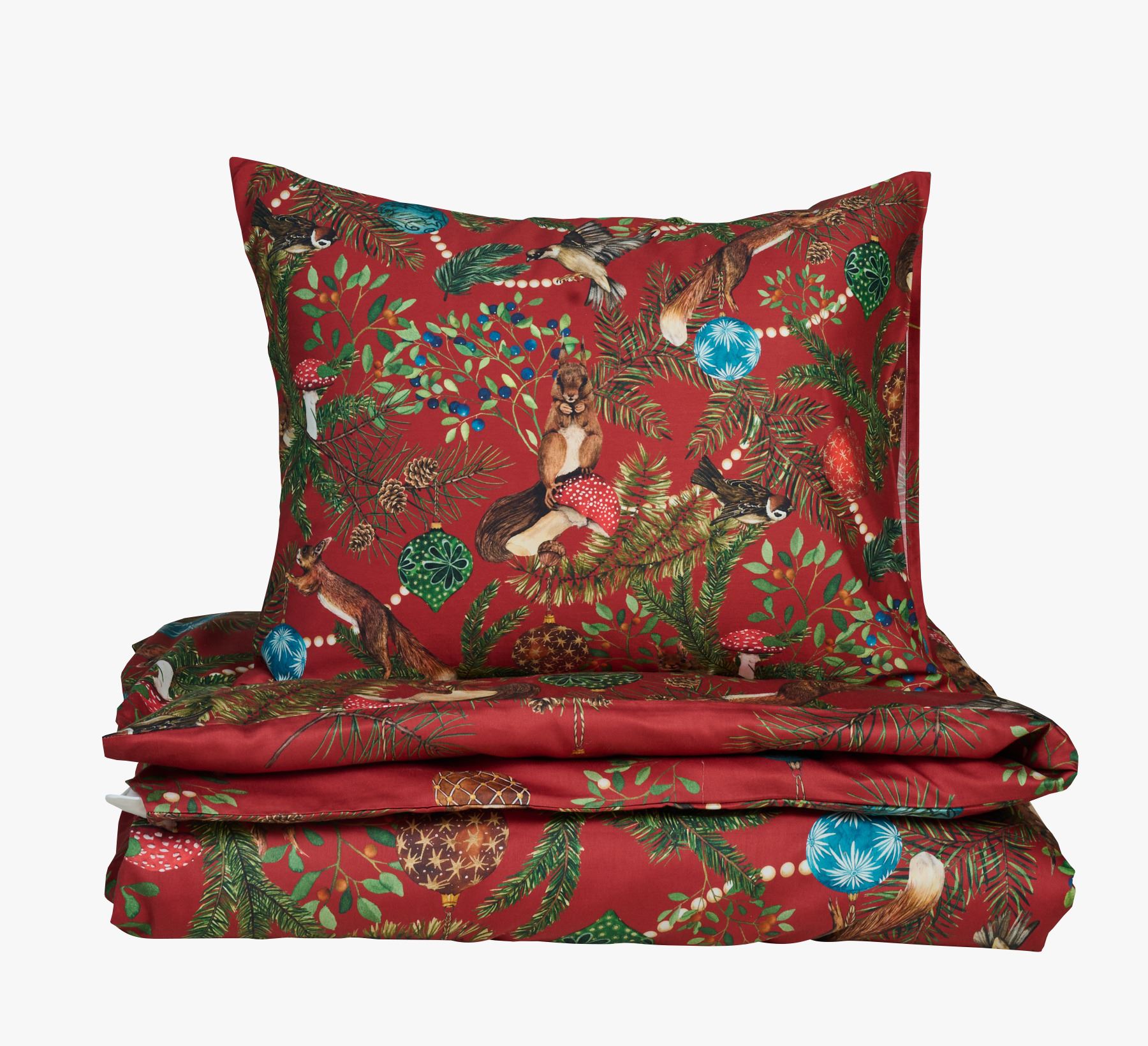 Pussilakanasetti satiinipuuvillaa punainen - 150x210+50x60 cm punainen - 1