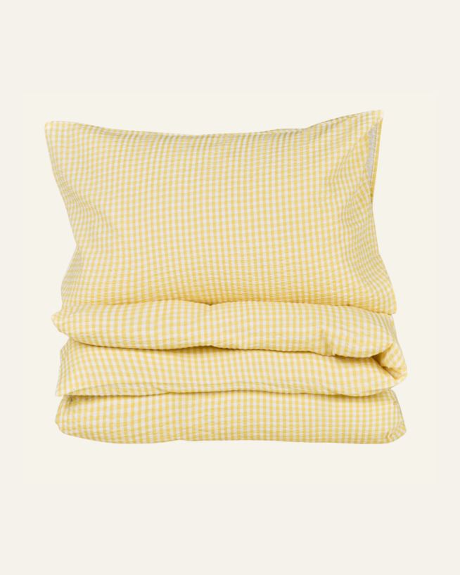 Pussilakanasetti kreppipuuvillaa keltainen - 150x210 cm/50x60 cm keltainen - 1