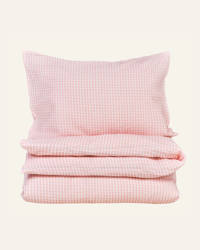 Pussilakanasetti kreppipuuvillaa roosa - 150x210 cm/50x60 cm roosa - 1