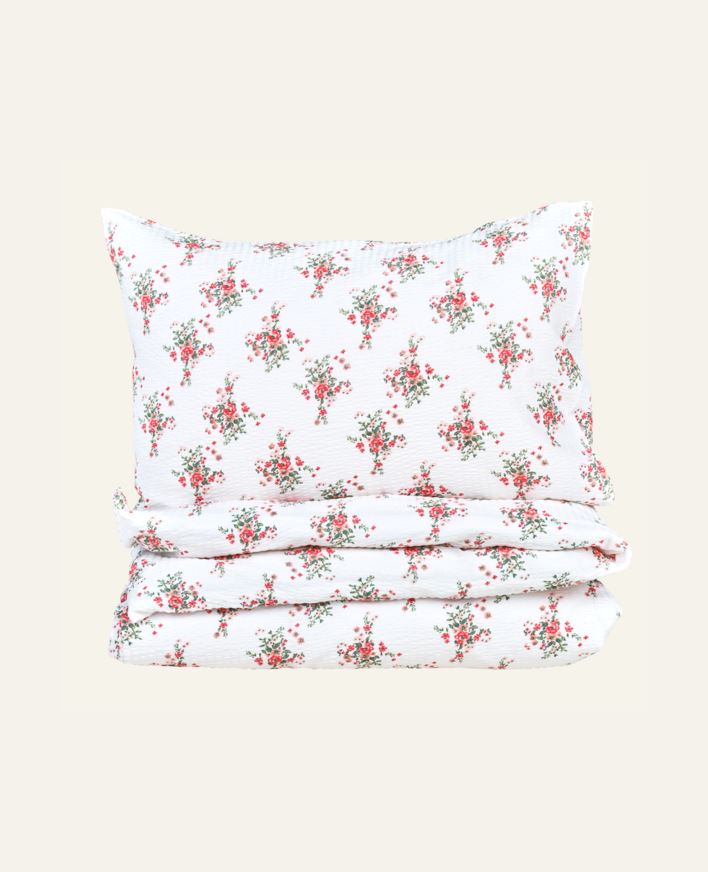 Pussilakanasetti kreppipuuvillaa moniväri/punainen - 230x220+50x60 cm moniväri/punainen - 1