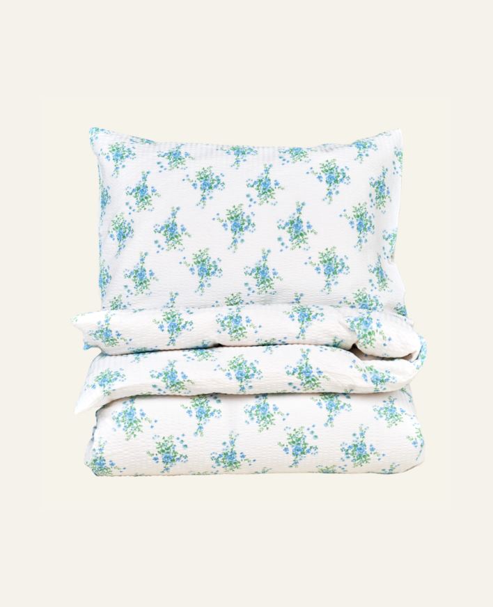 Pussilakanasetti kreppipuuvillaa moniväri/sininen - 150x210+50x60 cm moniväri/sininen - 1