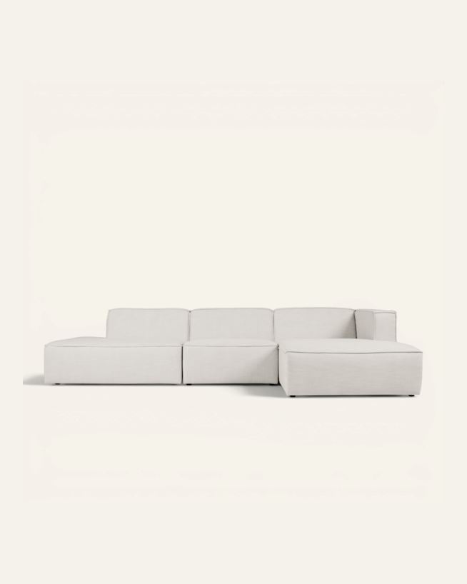 Moduulisohva 3 osaa avoin pää vasen luonnonväri - 338x153x73 cm luonnonväri - 1
