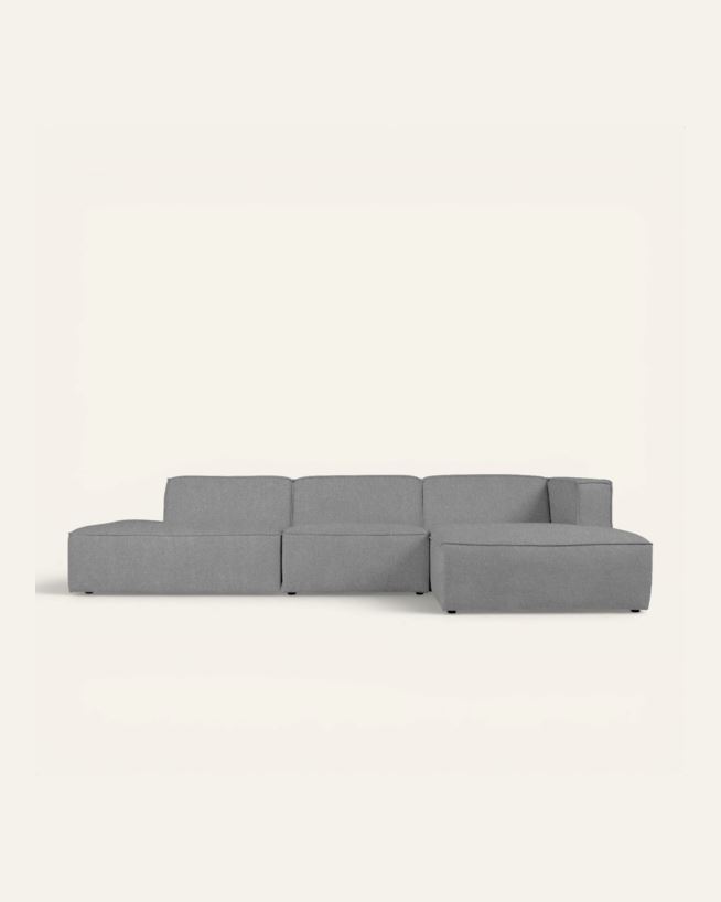 Moduulisohva 3 osaa avoin pää vasen harmaa - 338x153x73 cm harmaa - 1