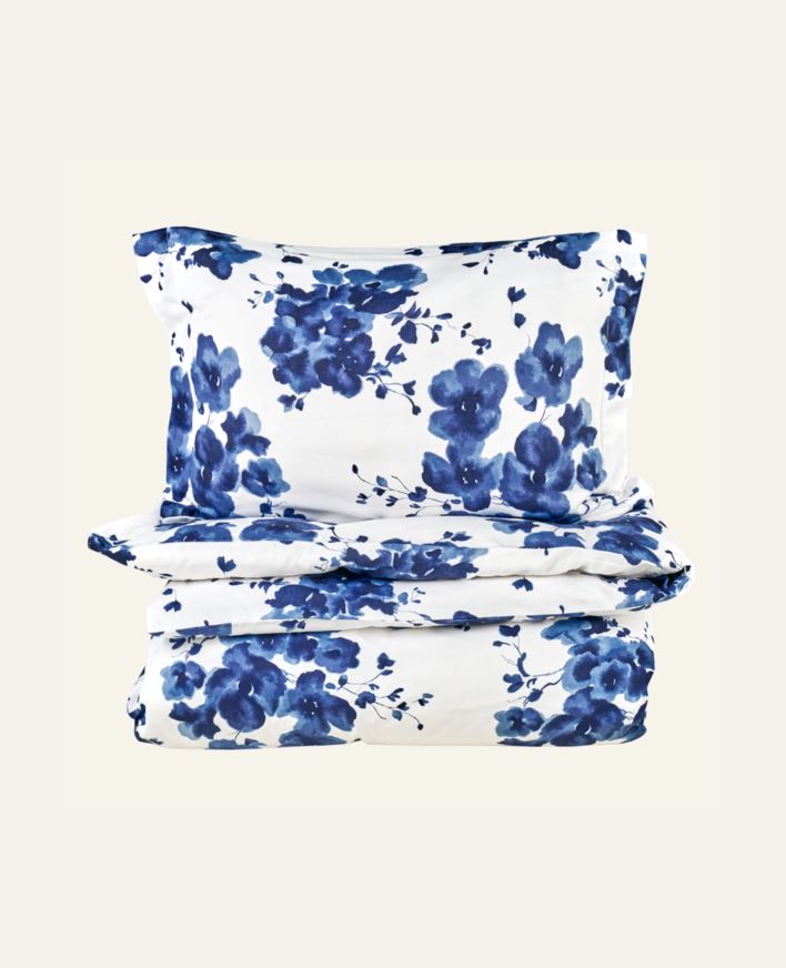 Pussilakanasetti satiinipuuvillaa sininen - 150x210 cm sininen - 1