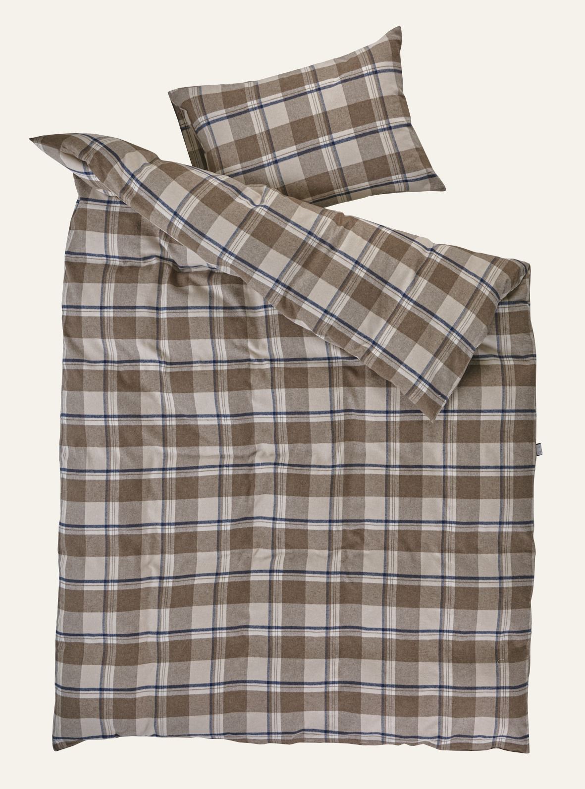 Pussilakanasetti lankavärjättyä flanellia moniväri/ruskea - 2