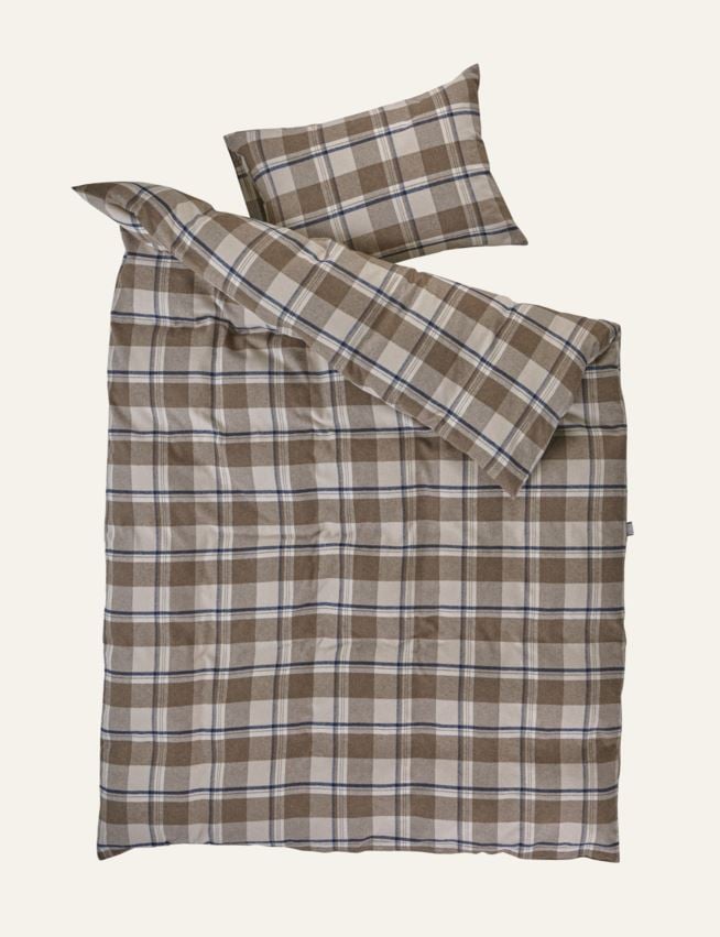 Pussilakanasetti lankavärjättyä flanellia moniväri/ruskea - 2