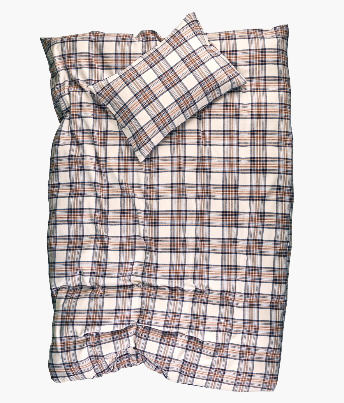 Pussilakanasetti lankavärjättyä flanellia moniväri/ruskea - 2