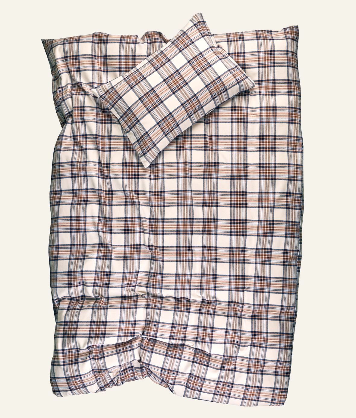 Pussilakanasetti lankavärjättyä flanellia moniväri/ruskea - 2