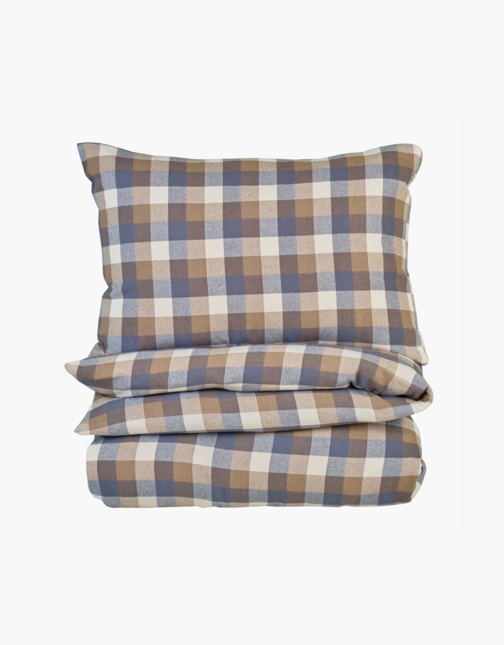 Pussilakanasetti lankavärjättyä flanellia moniväri/ruskea - 230x220 cm moniväri/ruskea - 1