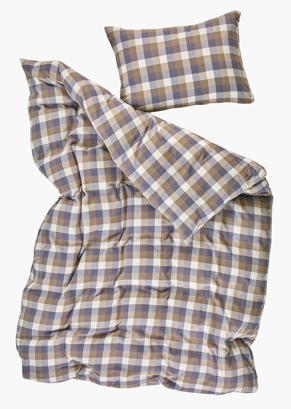 Pussilakanasetti lankavärjättyä flanellia moniväri/ruskea - 2