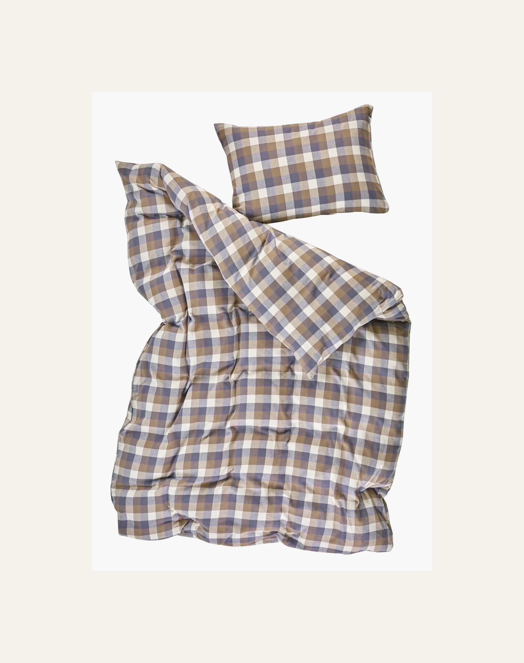 Pussilakanasetti lankavärjättyä flanellia moniväri/ruskea - 2