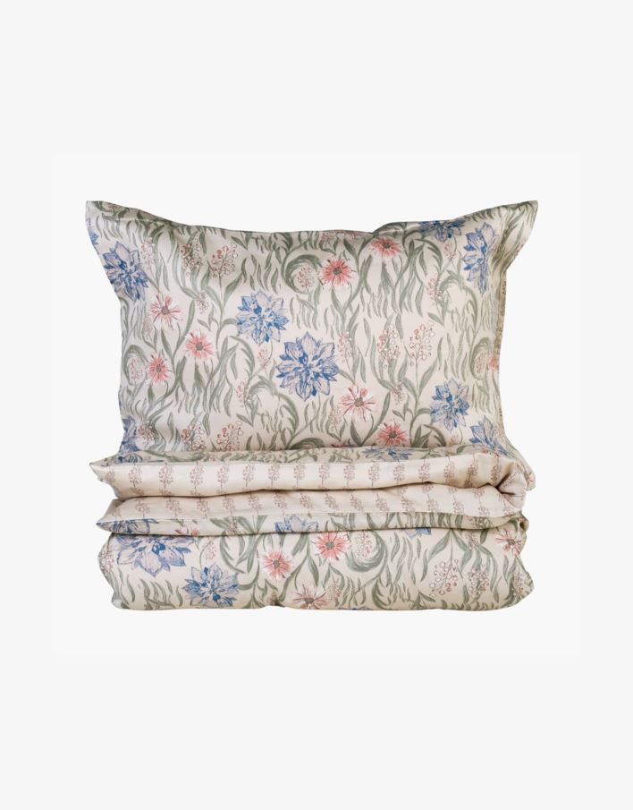 Pussilakanasetti satiinipuuvillaa moniväri/sininen - 150x210 cm moniväri/sininen - 1