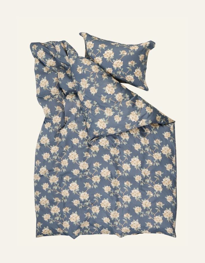 Pussilakanasetti satiinipuuvillaa sumuinen sininen - 2