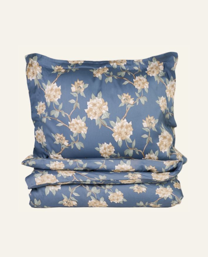 Pussilakanasetti satiinipuuvillaa sumuinen sininen - 150x210 cm sumuinen sininen - 1