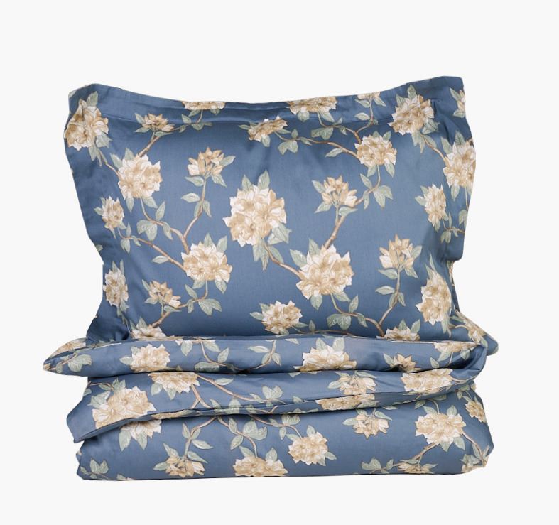 Pussilakanasetti satiinipuuvillaa sumuinen sininen - 150x210 cm sumuinen sininen - 1