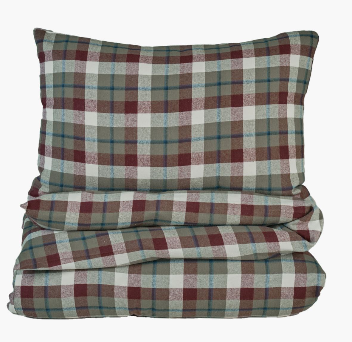 Pussilakanasetti lankavärjättyä flanellia moniväri/vihreä - 150x210 cm moniväri/vihreä - 1