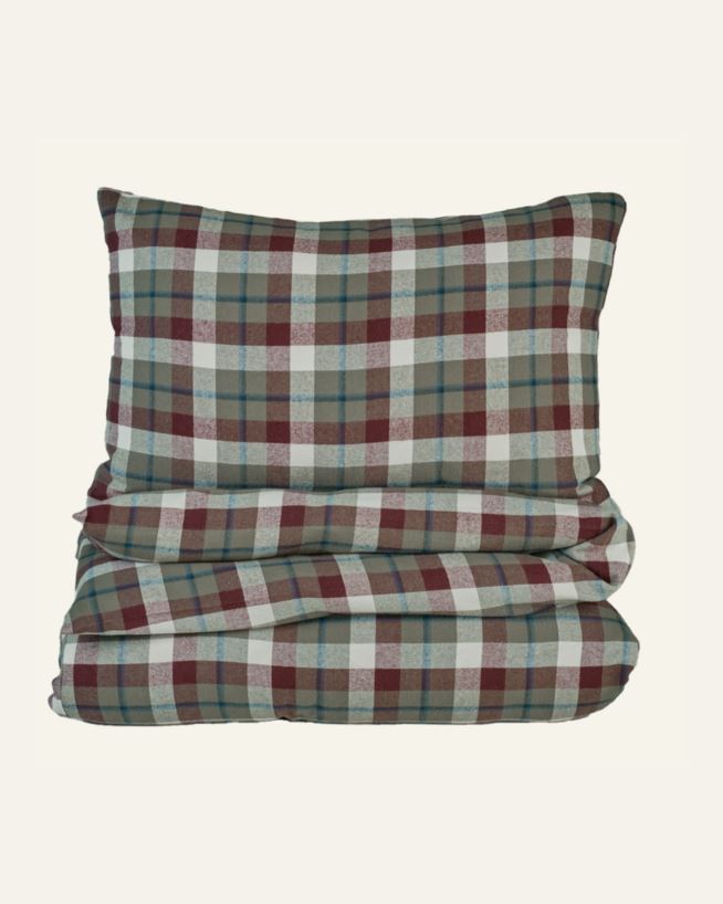 Pussilakanasetti lankavärjättyä flanellia moniväri/vihreä - 150x210 cm moniväri/vihreä - 1