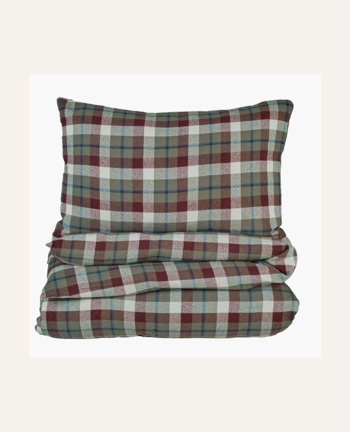 Pussilakanasetti lankavärjättyä flanellia moniväri/vihreä - 150x210 cm moniväri/vihreä - 1