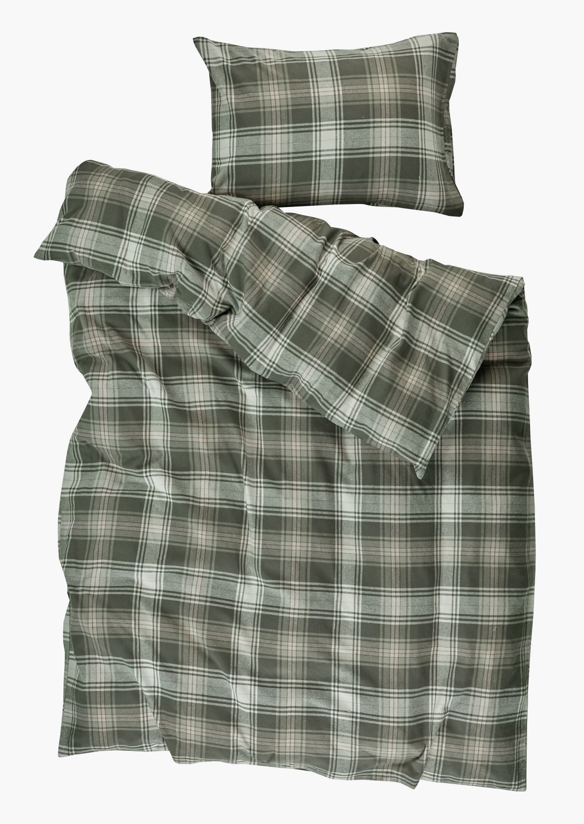 Pussilakanasetti lankavärjättyä flanellia moniväri/vihreä - 3