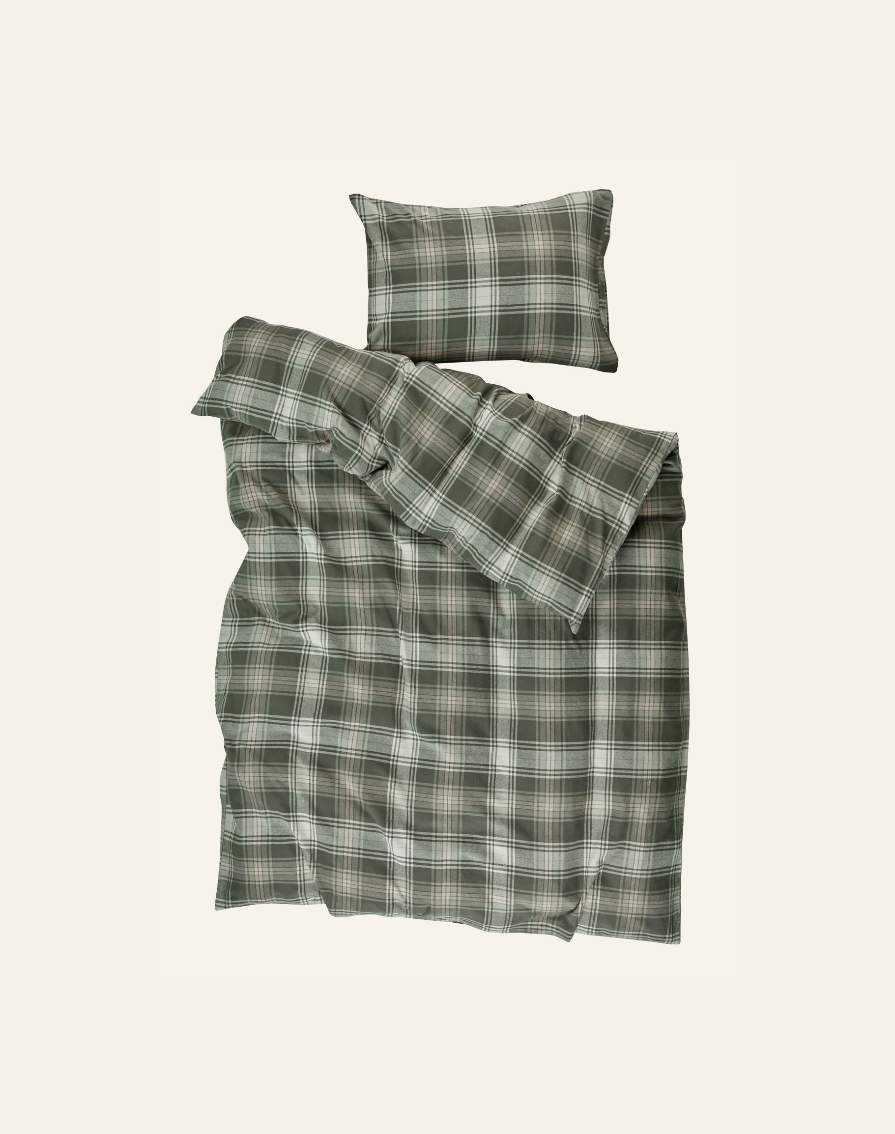 Pussilakanasetti lankavärjättyä flanellia moniväri/vihreä - 3