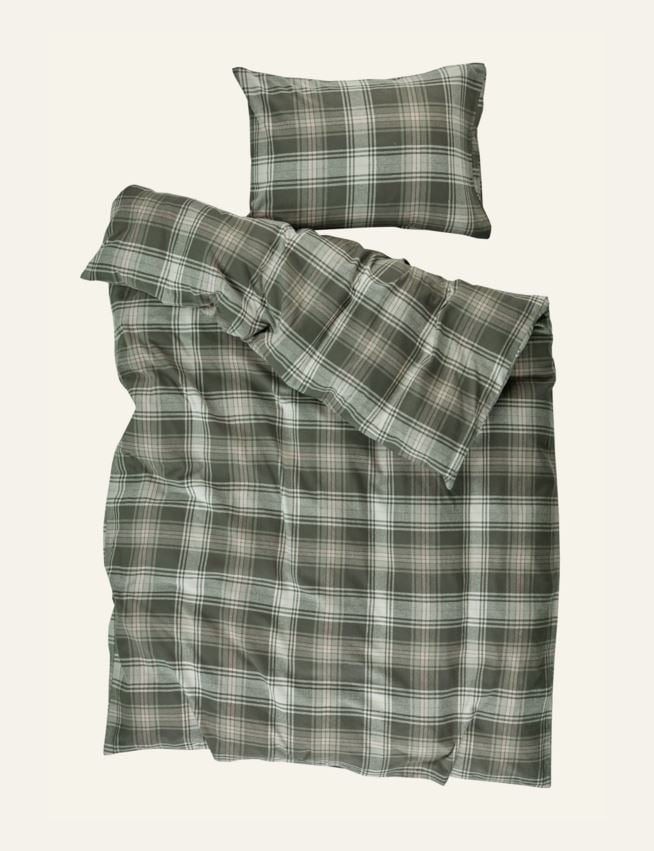 Pussilakanasetti lankavärjättyä flanellia moniväri/vihreä - 3