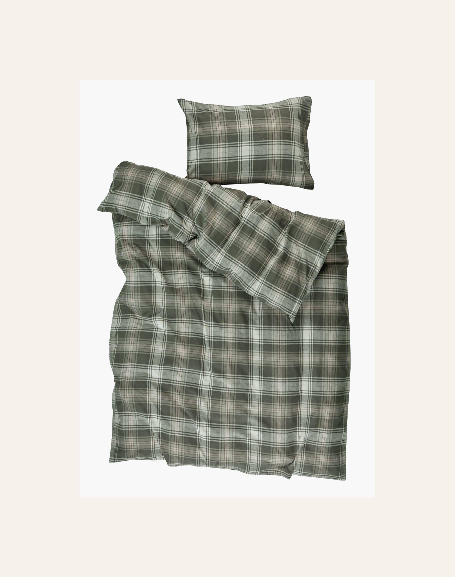 Pussilakanasetti lankavärjättyä flanellia moniväri/vihreä - 3