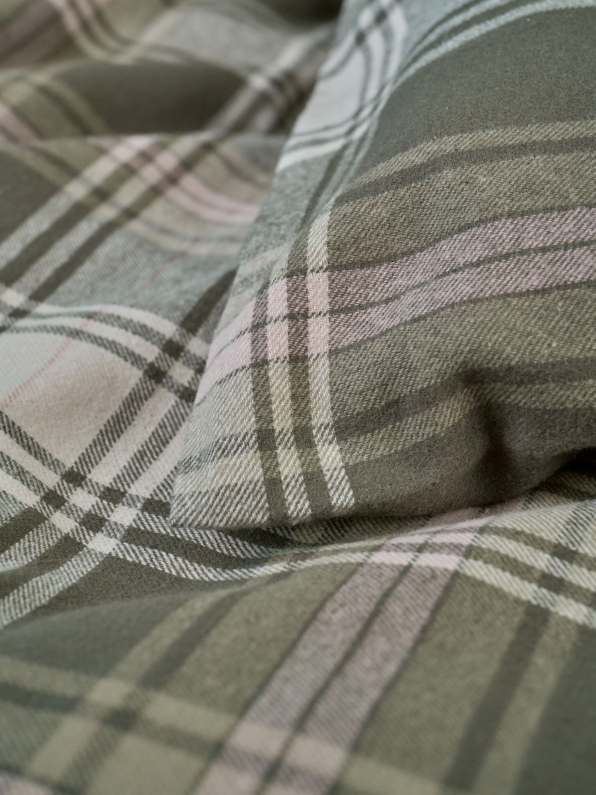 Pussilakanasetti lankavärjättyä flanellia moniväri/vihreä - 2