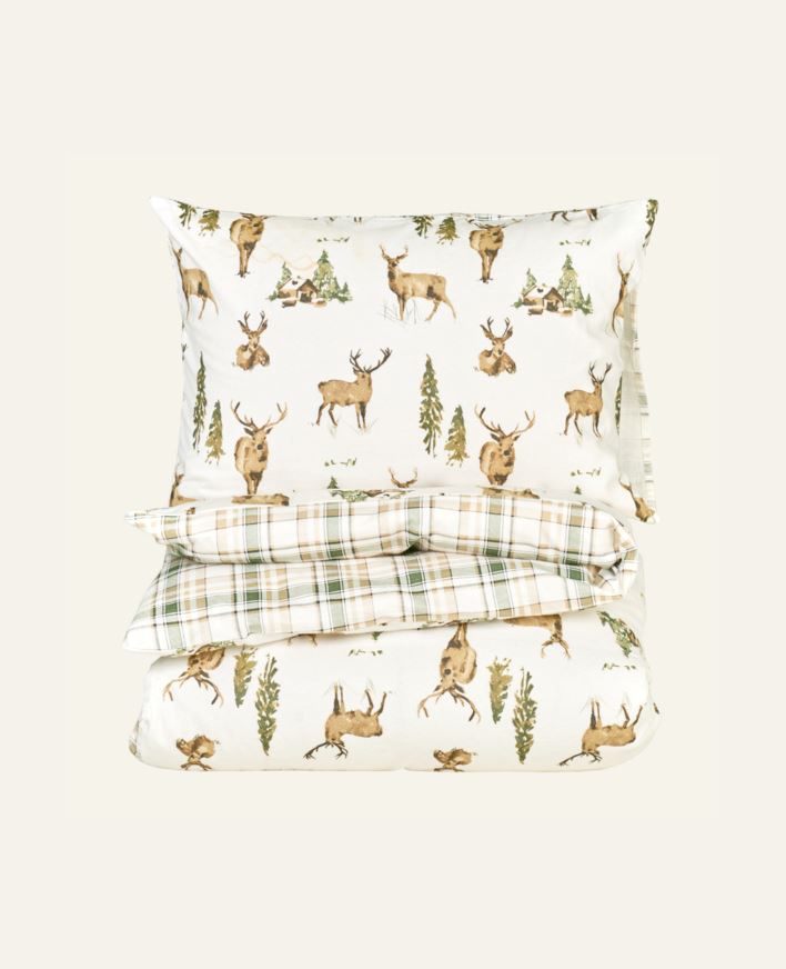 Flanellipussilakanasetti moniväri/vihreä - 230x220 cm moniväri/vihreä - 1