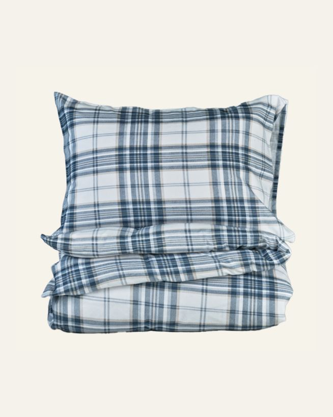 Flanellipussilakanasetti sininen - 150x210 cm/50x60 cm sininen - 1