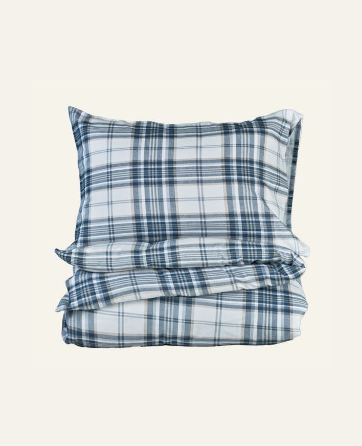 Flanellipussilakanasetti sininen - 150x210 cm/50x60 cm sininen - 1