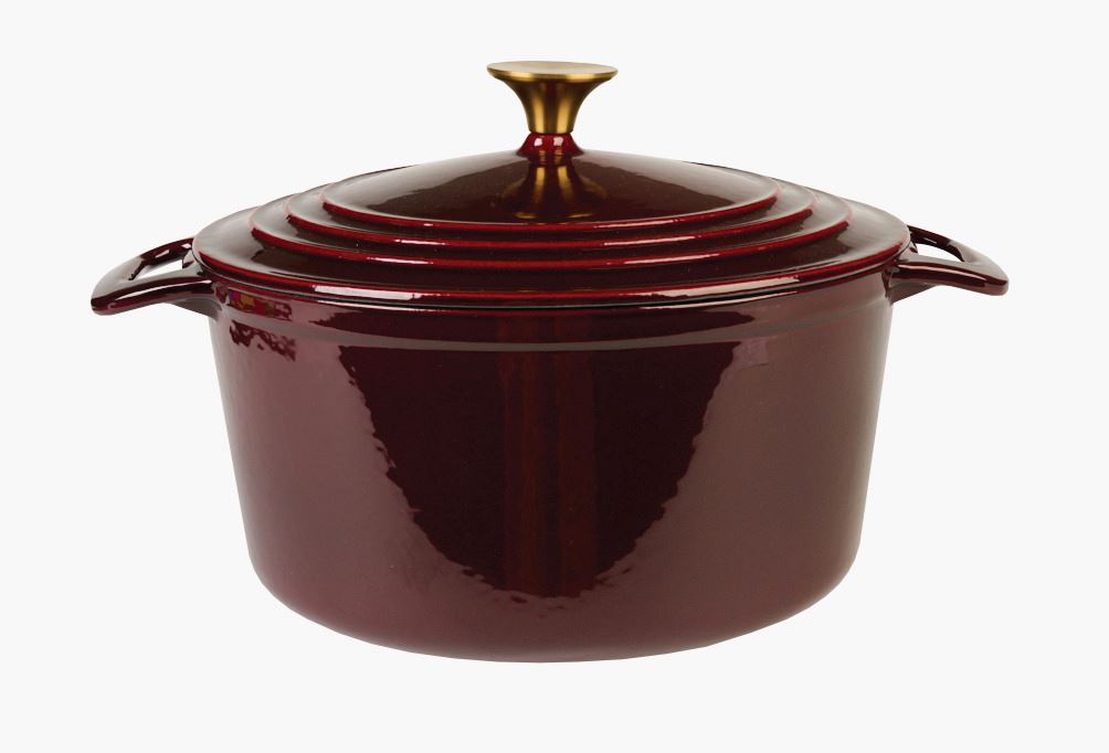 Valurautainen kattila pyöreä tummanpunainen - 4300ml tummanpunainen - 1