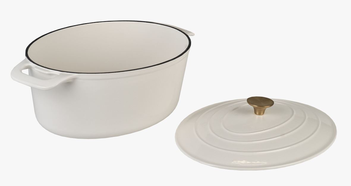 Valurautainen kattila soikea creme - 5