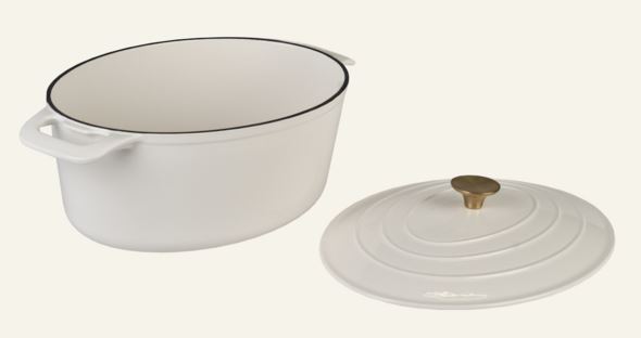 Valurautainen kattila soikea creme - 5