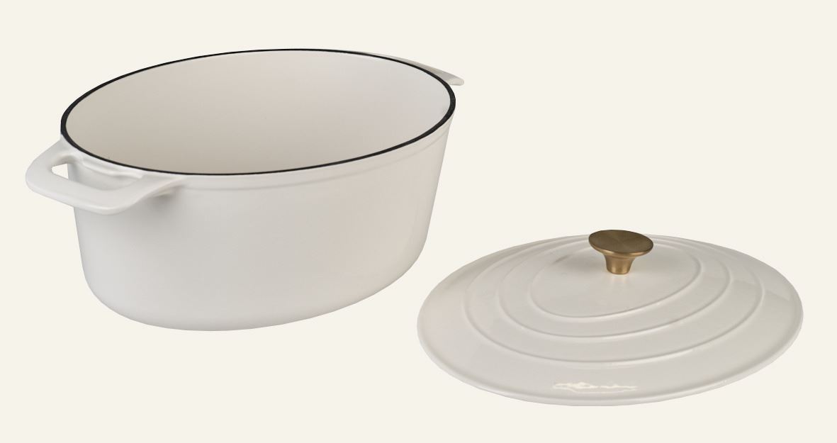 Valurautainen kattila soikea creme - 5