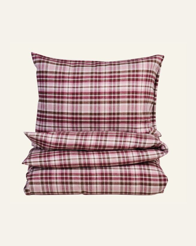 Pussilakanasetti lankavärjättyä flanellia moniväri/roosa - 150x210 cm moniväri/roosa - 1