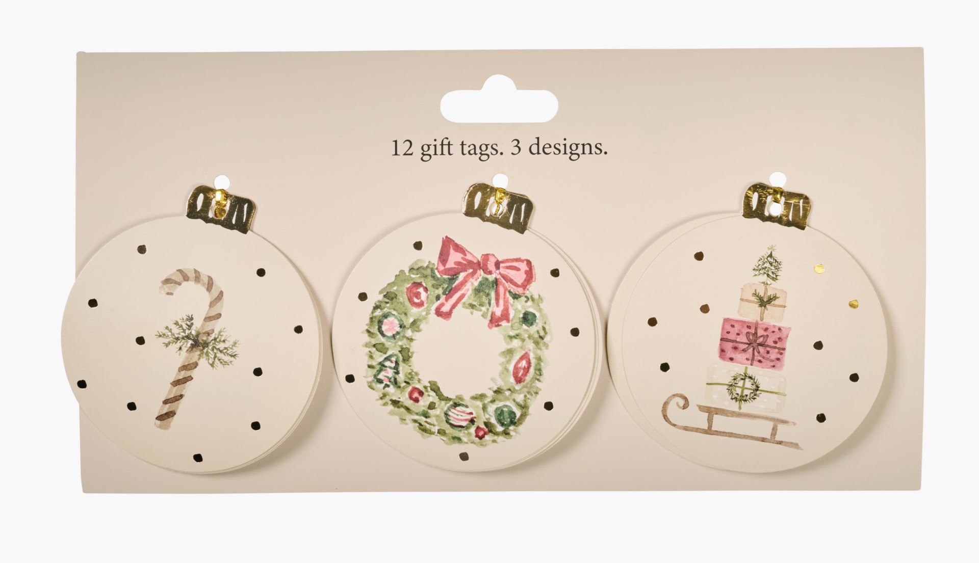 Pakettikortti 12kpl luonnonvalkoinen - ø8 cm luonnonvalkoinen - 1