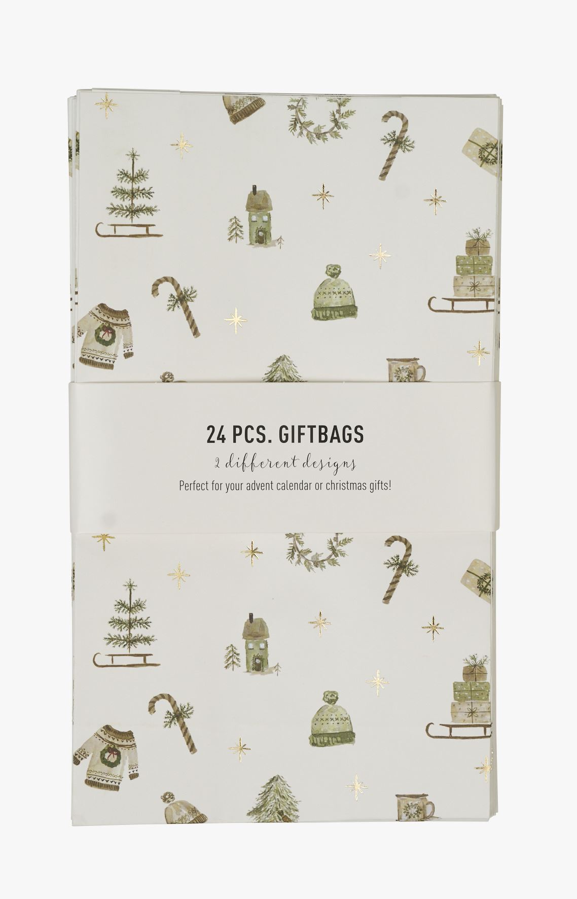 Joulukalenteripussit 24 kpl moniväri/vihreä - 14x24x6,5cm moniväri/vihreä - 1