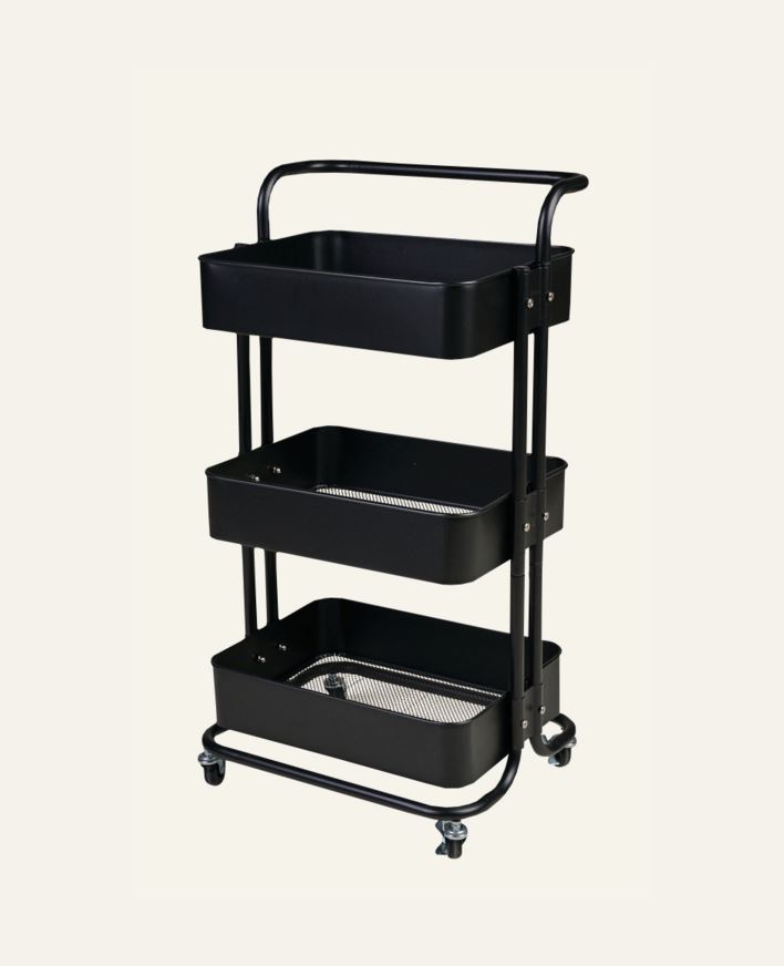 Tarjoiluvaunu musta - 44x36x83 cm musta - 1