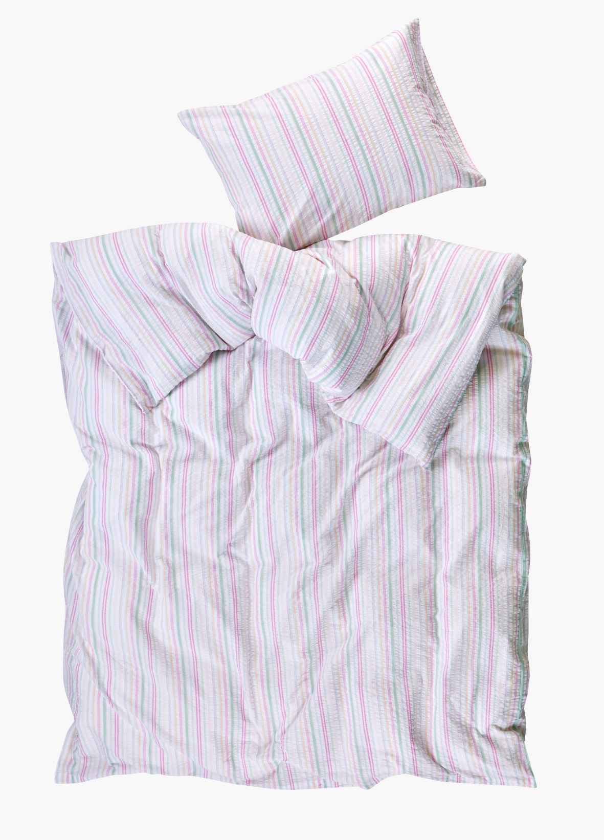 Pussilakanasetti lankavärjättyä kreppipuuvillaa moniväri - 3