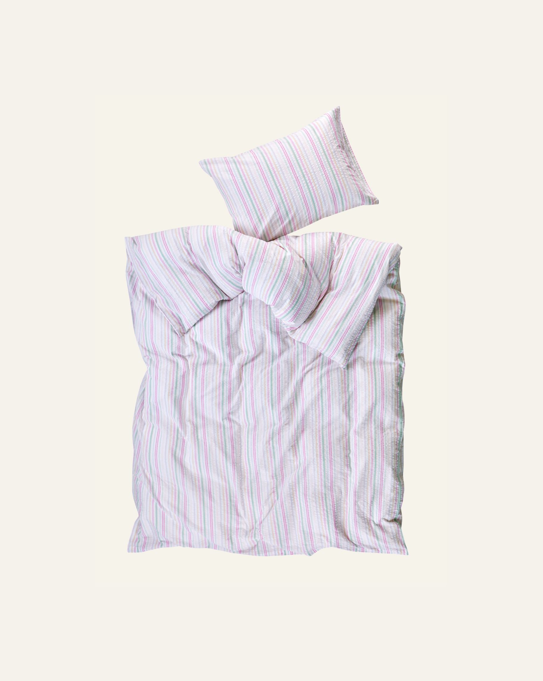 Pussilakanasetti lankavärjättyä kreppipuuvillaa moniväri - 3