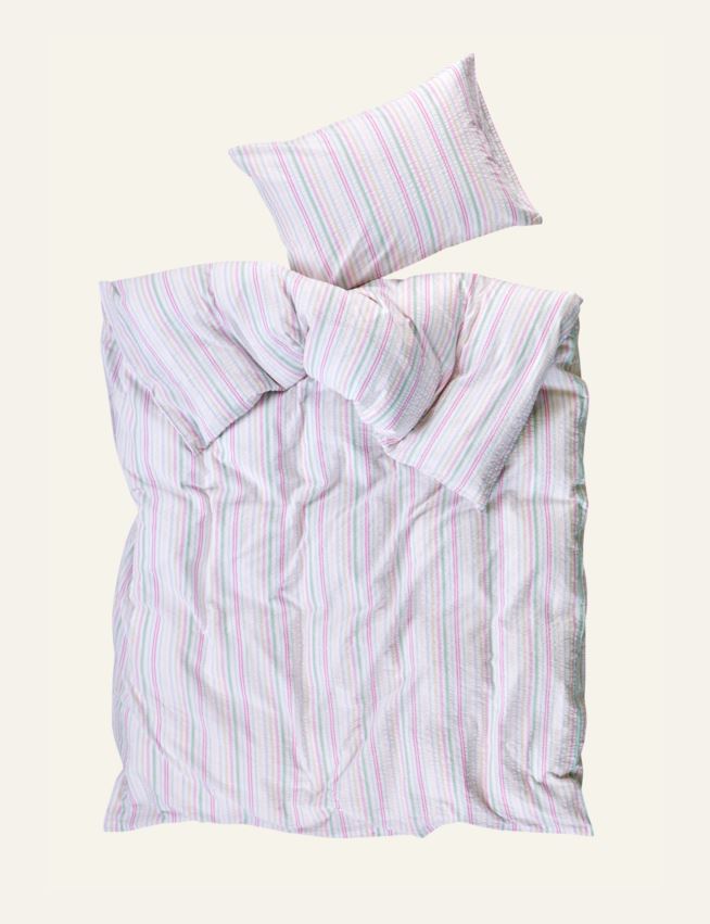 Pussilakanasetti lankavärjättyä kreppipuuvillaa moniväri - 3