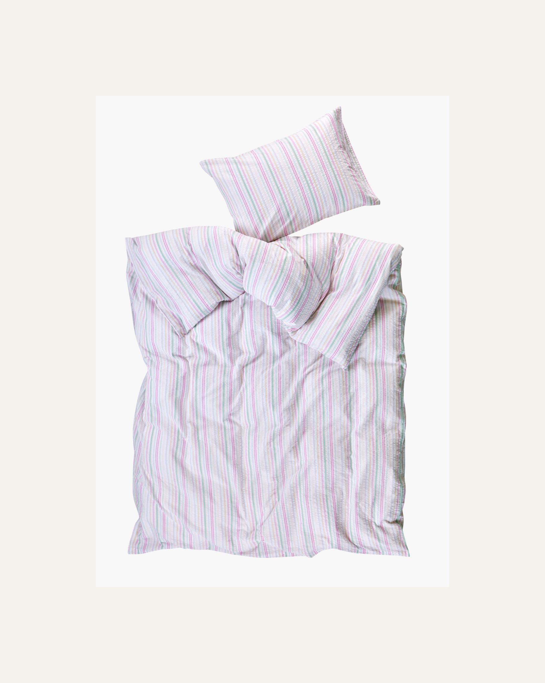 Pussilakanasetti lankavärjättyä kreppipuuvillaa moniväri - 3