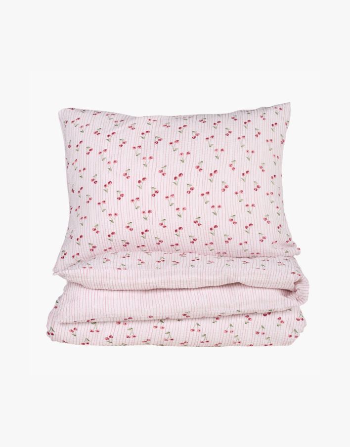 Pussilakanasetti kreppipuuvillaa koralli - 150x210 cm koralli - 1