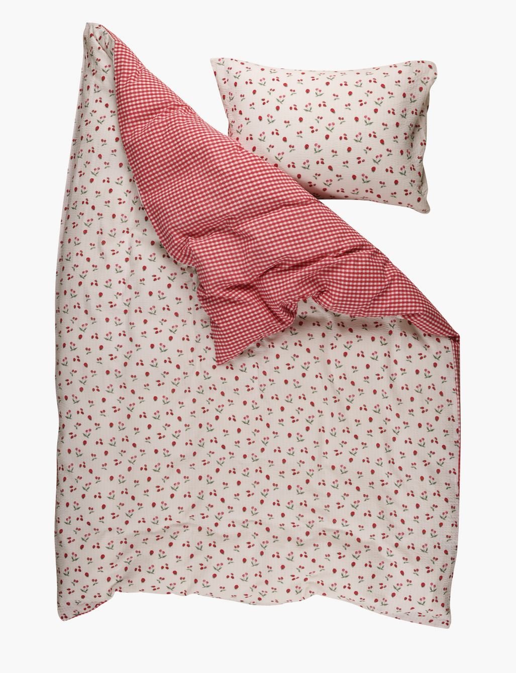 Pussilakanasetti kreppipuuvillaa punainen - 3