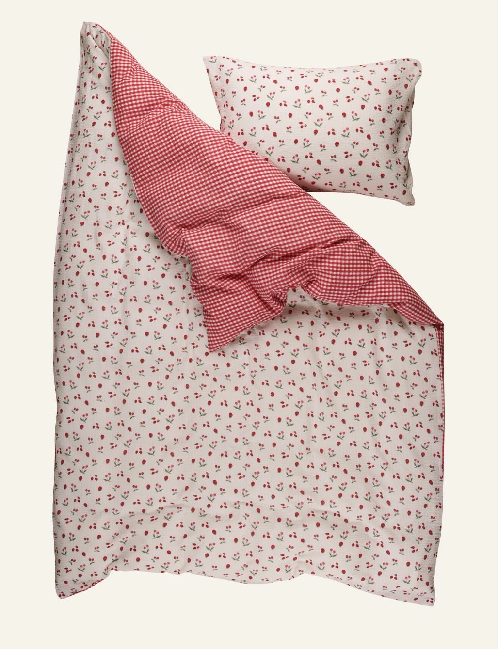 Pussilakanasetti kreppipuuvillaa punainen - 3