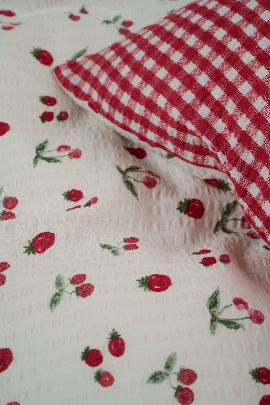 Pussilakanasetti kreppipuuvillaa punainen - 4