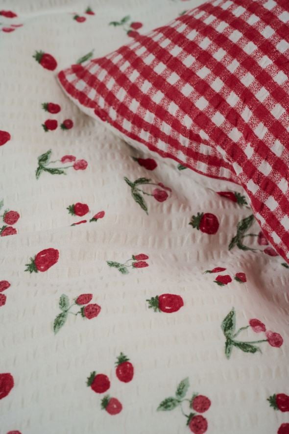 Pussilakanasetti kreppipuuvillaa punainen - 4