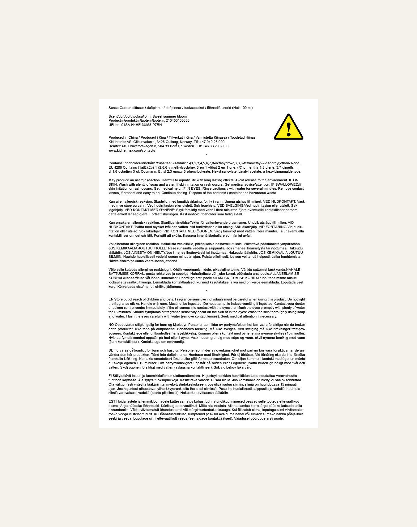 Huonetuoksu moniväri - 2