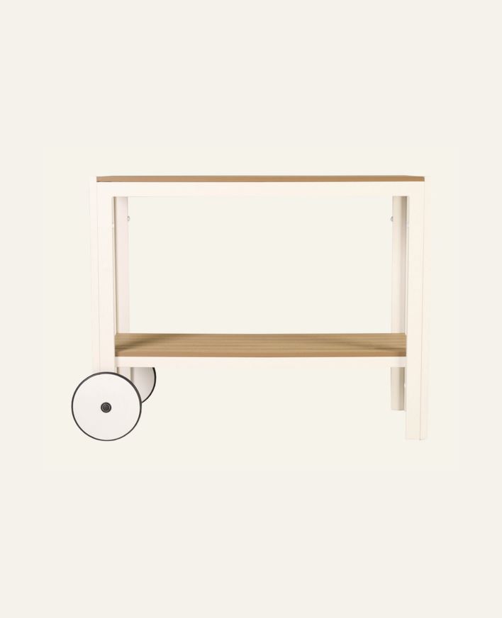 Tarjoiluvaunu luonnonvalkoinen - 100x45x74 cm luonnonvalkoinen - 1